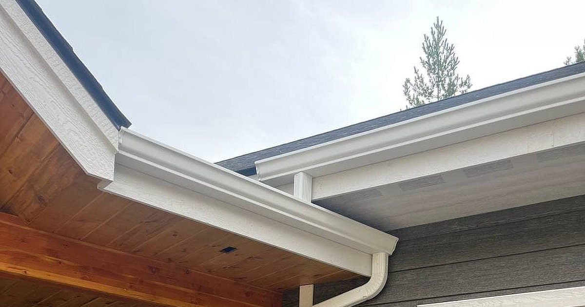 Roof edge showing fascia and gutter drainage system