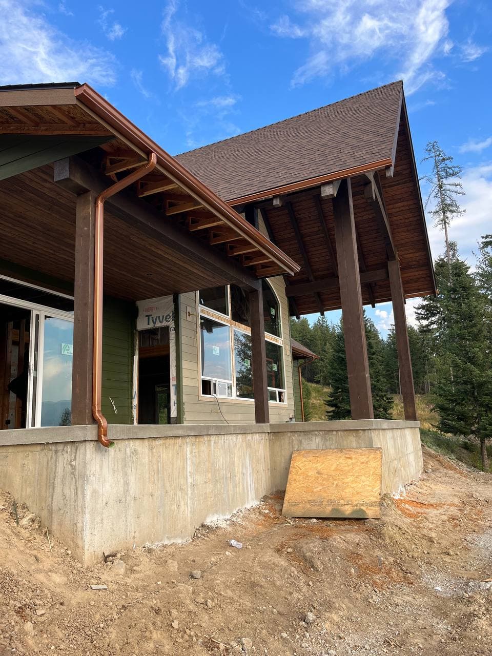 Residential gutter project close-up